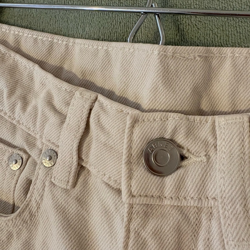 Arket Cream Rose Cropped Denim 100% Cotton Pants